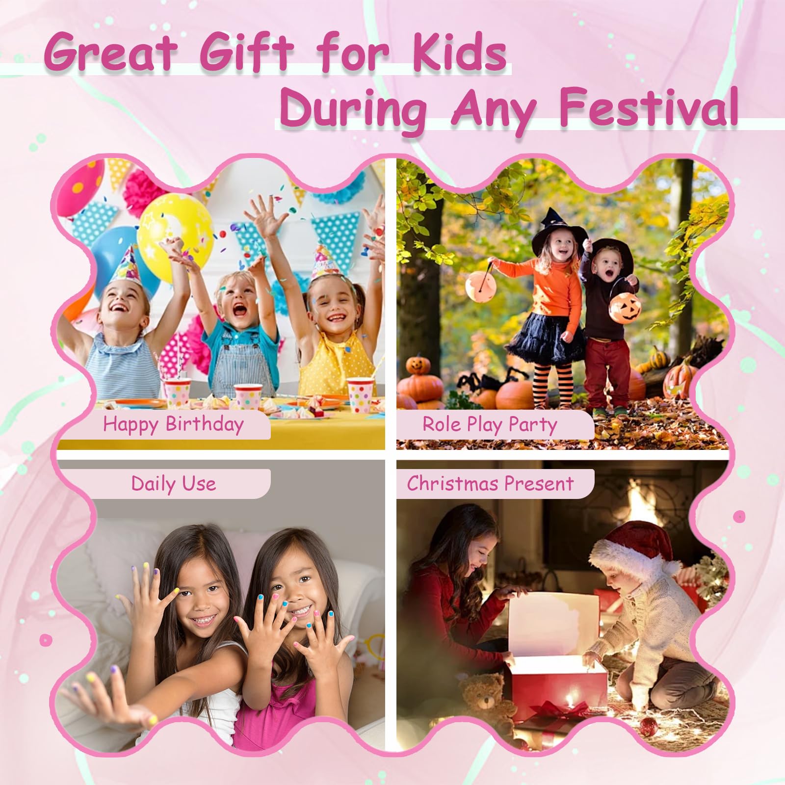 Aieenjor Kids Nail Polish Kit color-labels help early color recognition.