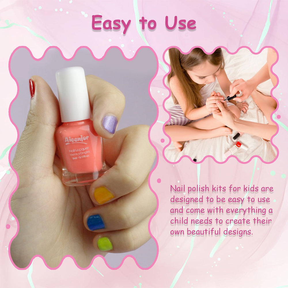 Aieenjor Kids Nail Polish Kit gift packaging makes a charming present.