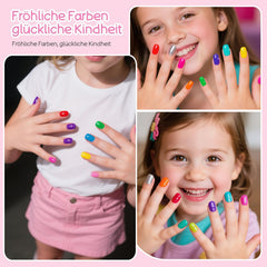Aieenjor Kids Nail Polish Kit peel-off formula close-up shows easy cleanup.
