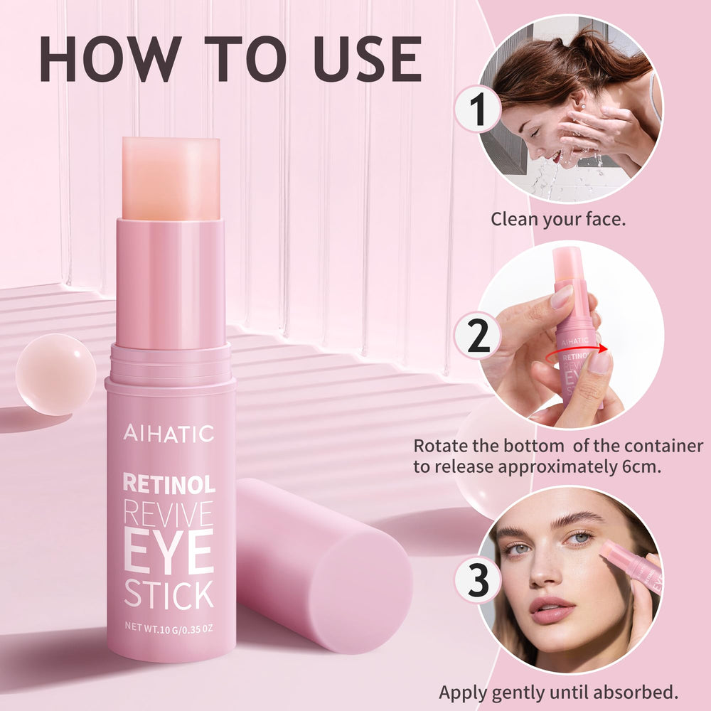 Aihatic retinol caffeine eye balm stick packaging signals safe use for sensitive eyes