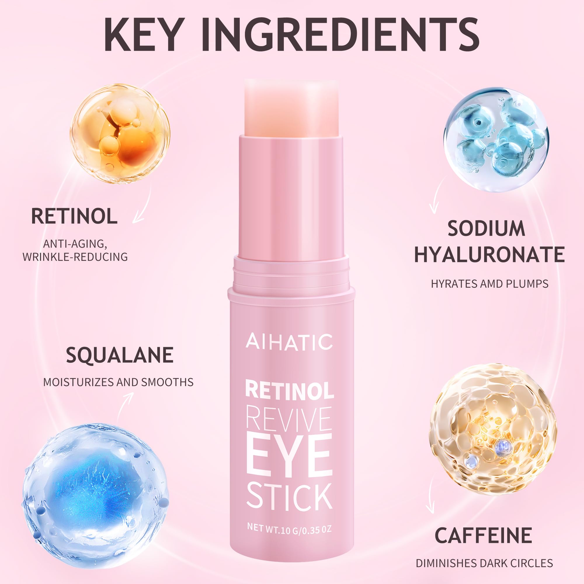 Aihatic retinol caffeine eye balm stick twist-up feature for precise use