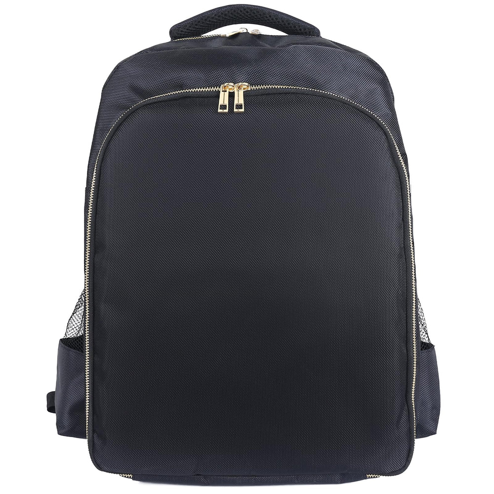 AIHOPESTO barber backpack black front view for organized tool storage and travel comfort.