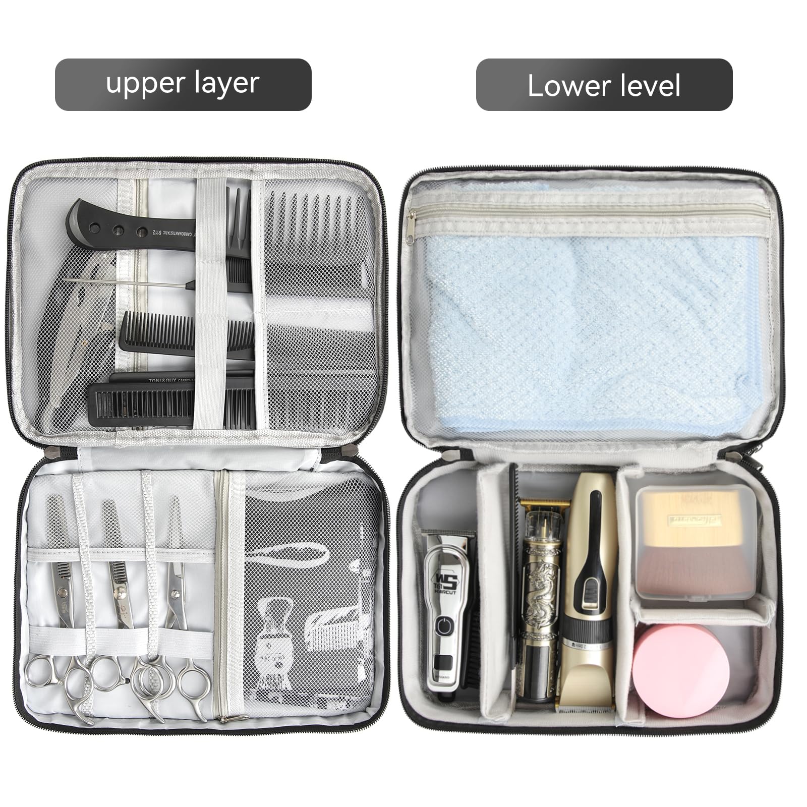 AIHOPESTO Barber Case open interior shows organized tool compartments