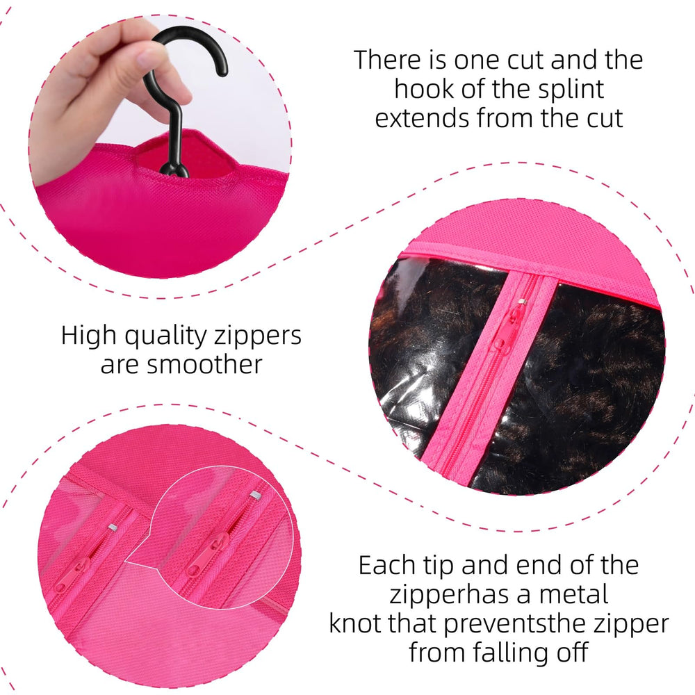 AIHOPESTO wig storage bags with hanger breathable fabric close-up highlight materials and freshness.