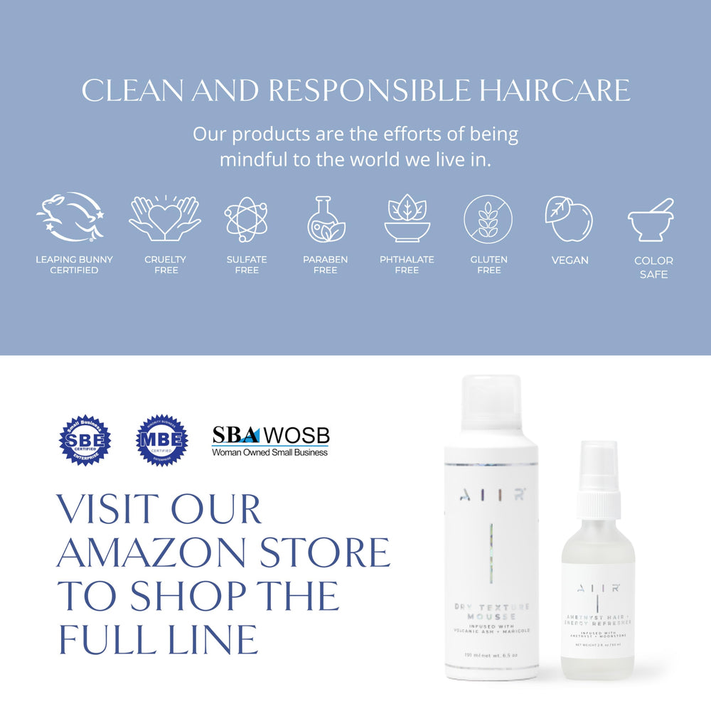 AIIR Dry Texture Mousse crystal-quartz infusion visible on bottle