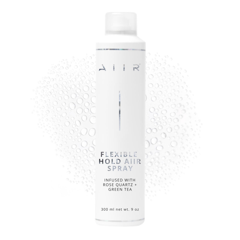 AIIR Flexible Hold Hairspray bottle shows lightweight hold for brushable styling.
