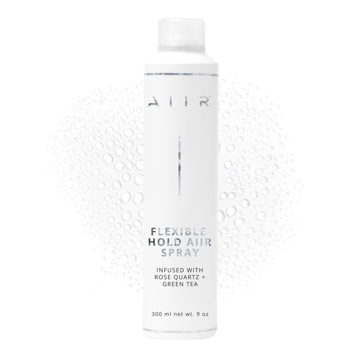 AIIR Flexible Hold Hairspray bottle shows lightweight hold for brushable styling.