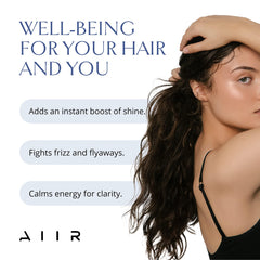 AIIR Shine Spray crystal-quartz-infused formula adds subtle glow and mood-enhancing vibes.