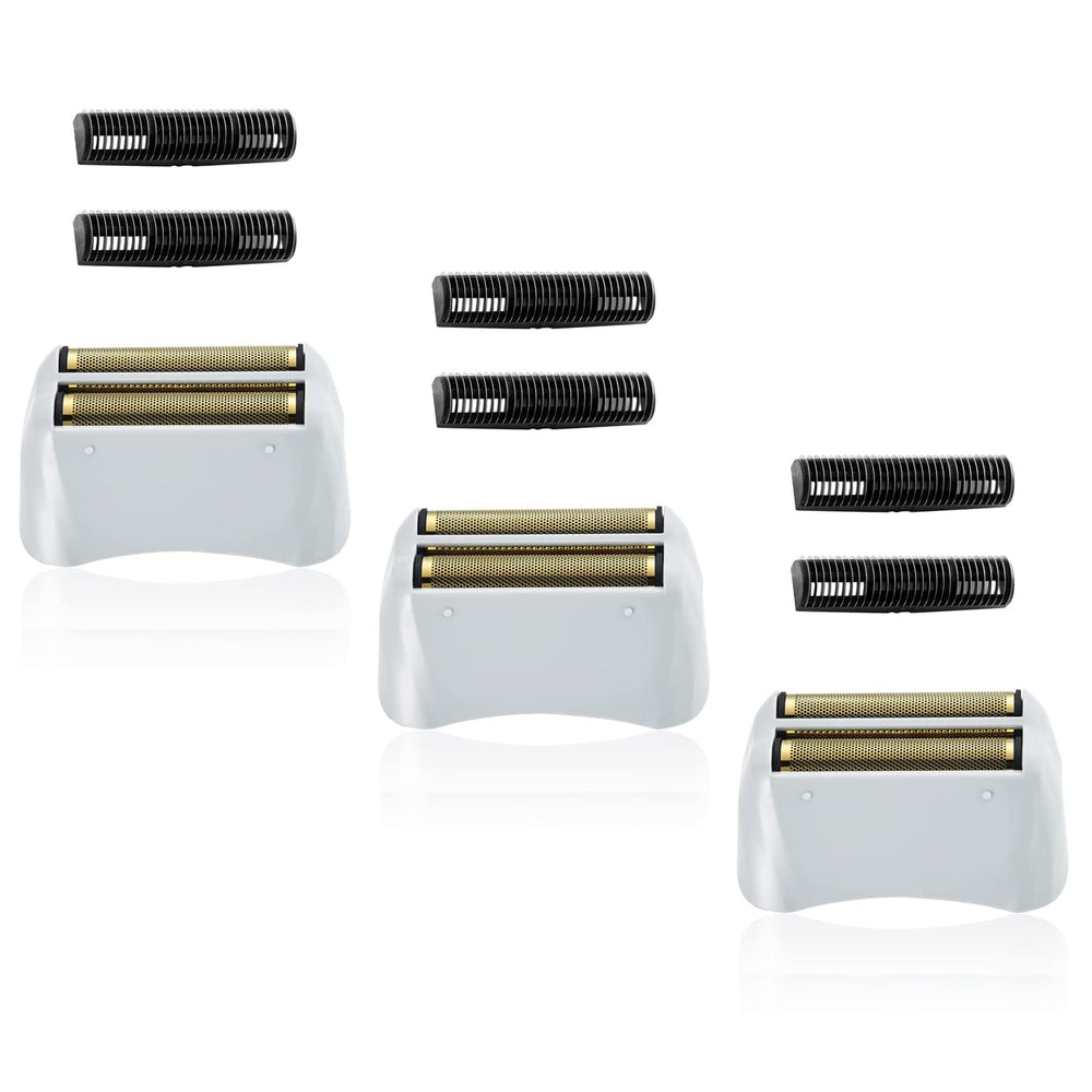 AIJALY 3-pack pro shaver foils in golden finish for smoother shaves.