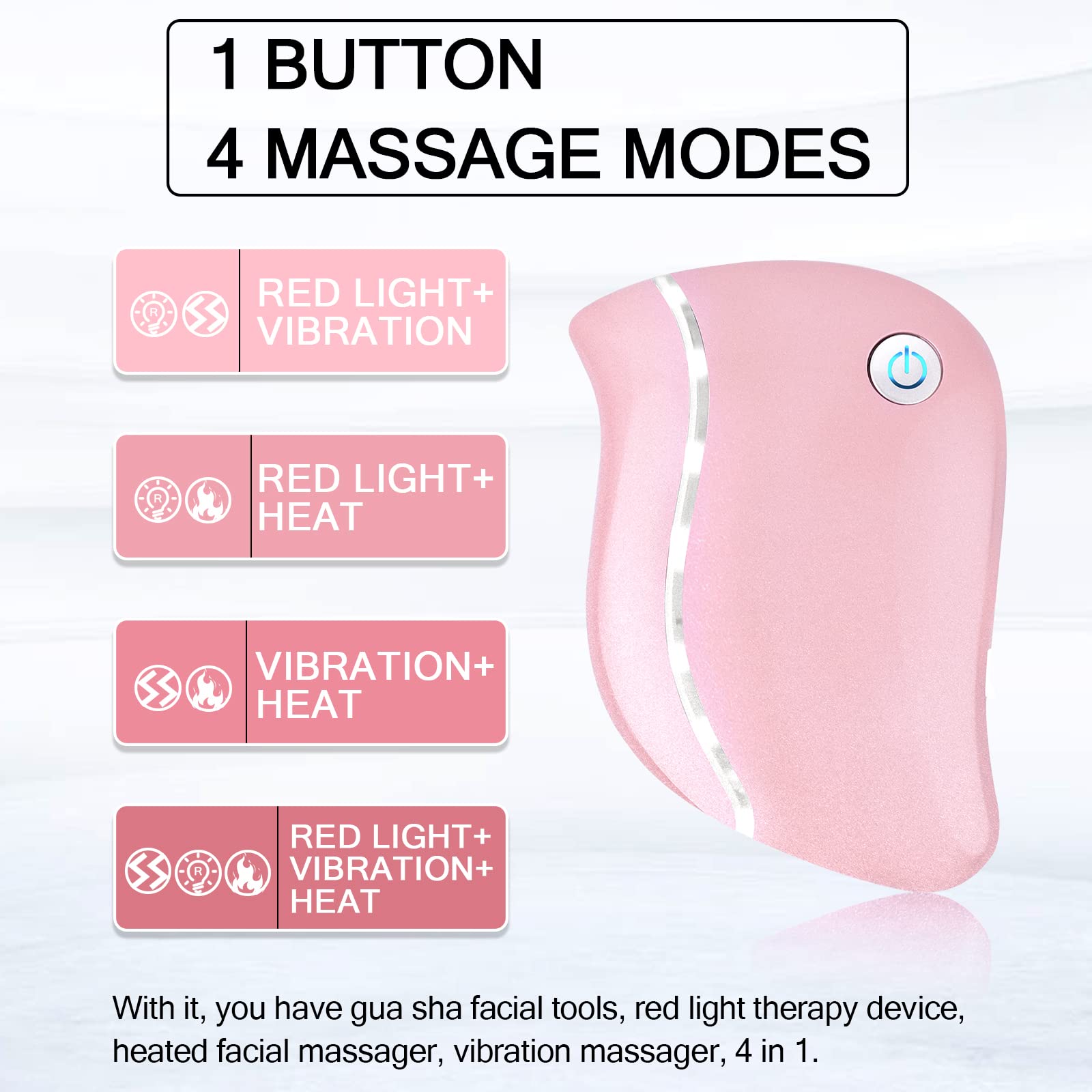 Aikertec Heat Electric Gua Sha Tool on face for soothing facial massage.
