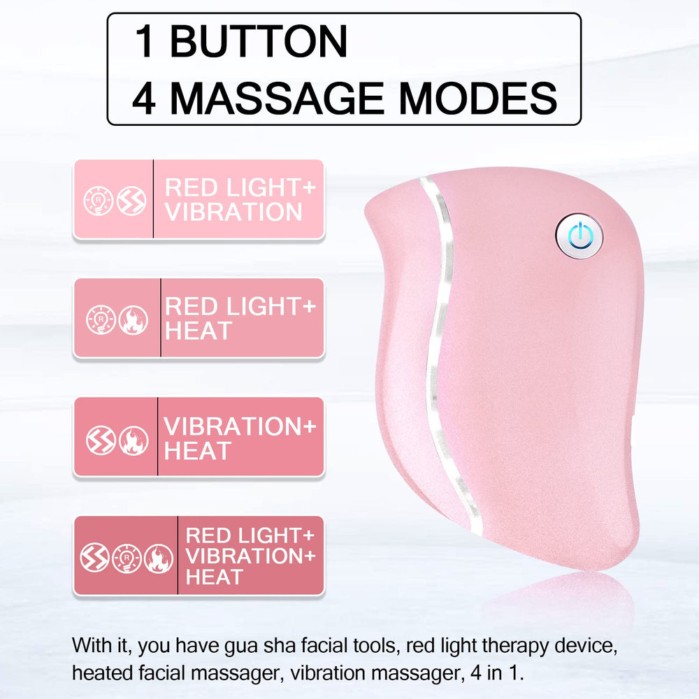 Aikertec Heat Electric Gua Sha Tool on face for soothing facial massage.