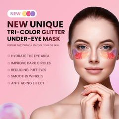 AILEORY tri-color eye patches closeup highlighting premium gel texture for soothing care