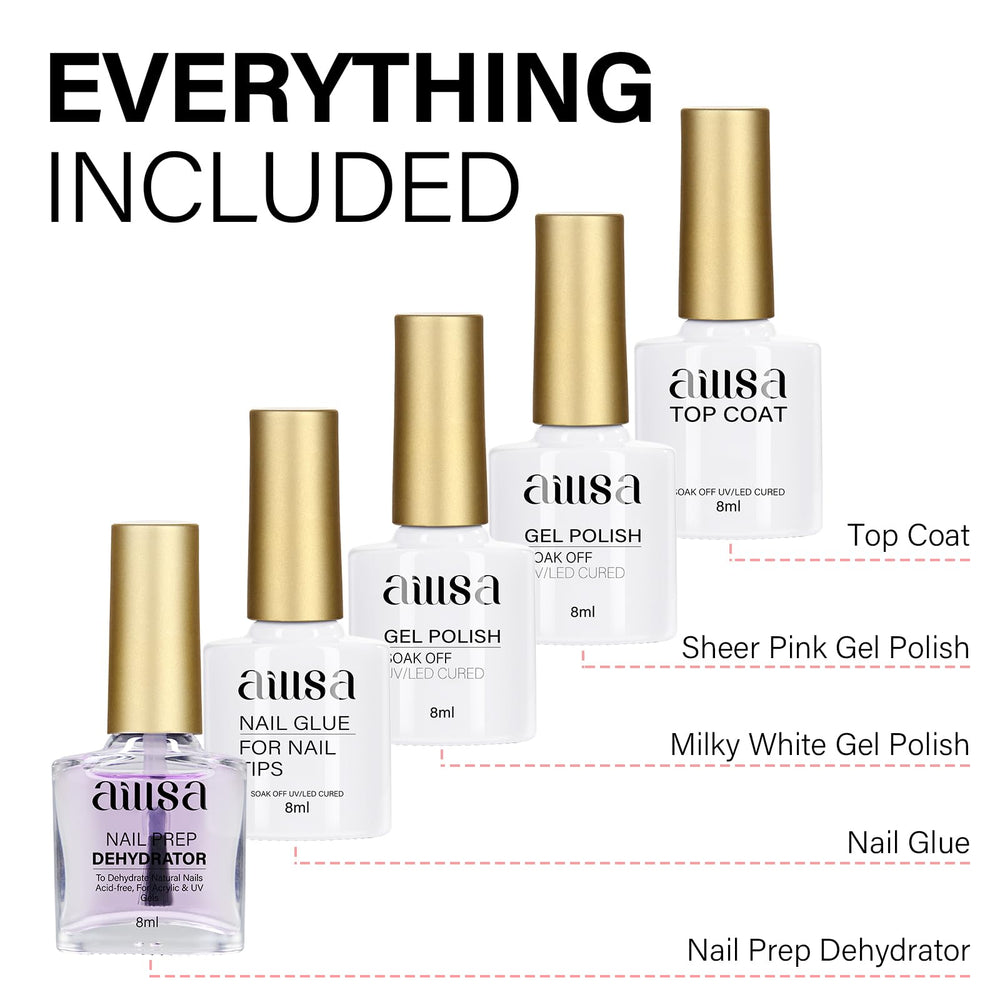 AILLSA jelly polish milky white swatch for versatile, subtle nails.