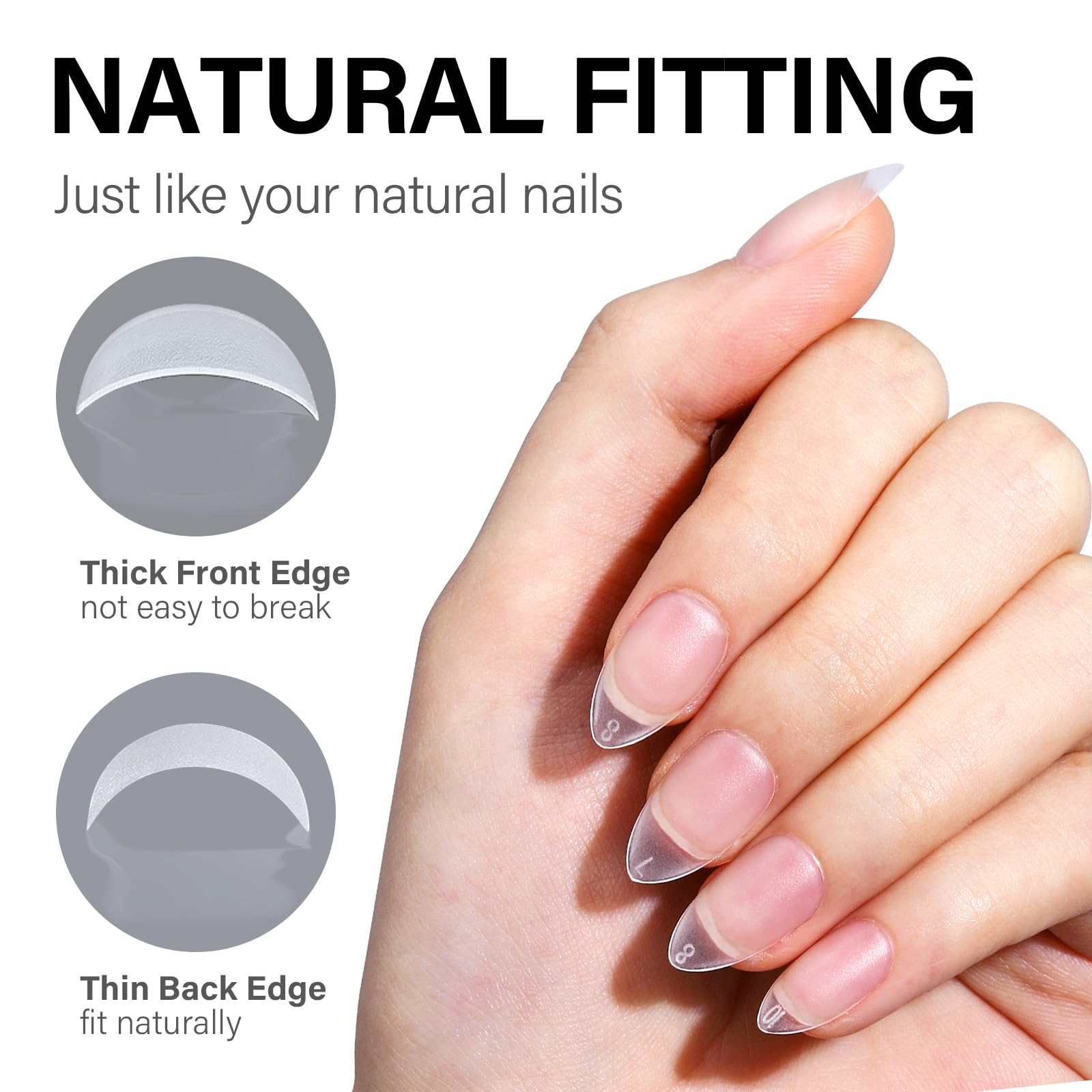 AILLSA nail tips close-up shows durable gel tips for lasting wear.