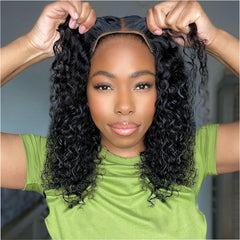 Ailwelia Curly Bob Wig front view shows natural deep wave texture for everyday wear.
