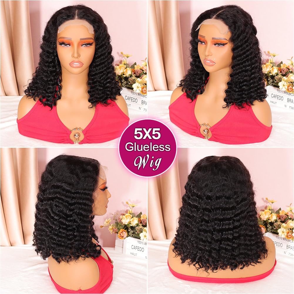 Ailwelia Curly Bob Wig glueless design offers quick, glue-free daily wear.