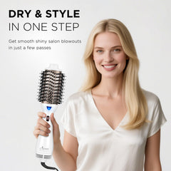 Aima Beauty ionic technology negative ions improves moisture while smoothing and reducing frizz.