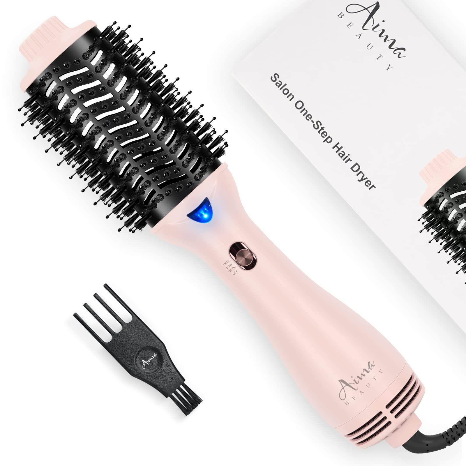 Aima Beauty One-Step Hair Dryer Volumizer pink front view for fast volumized blowouts