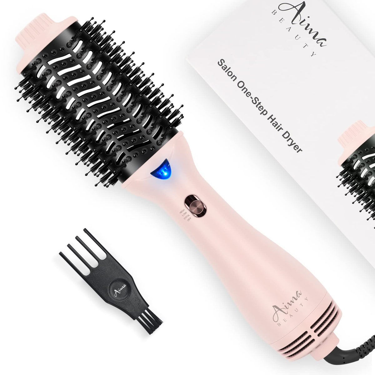 Aima Beauty One-Step Hair Dryer Volumizer pink front view for fast volumized blowouts