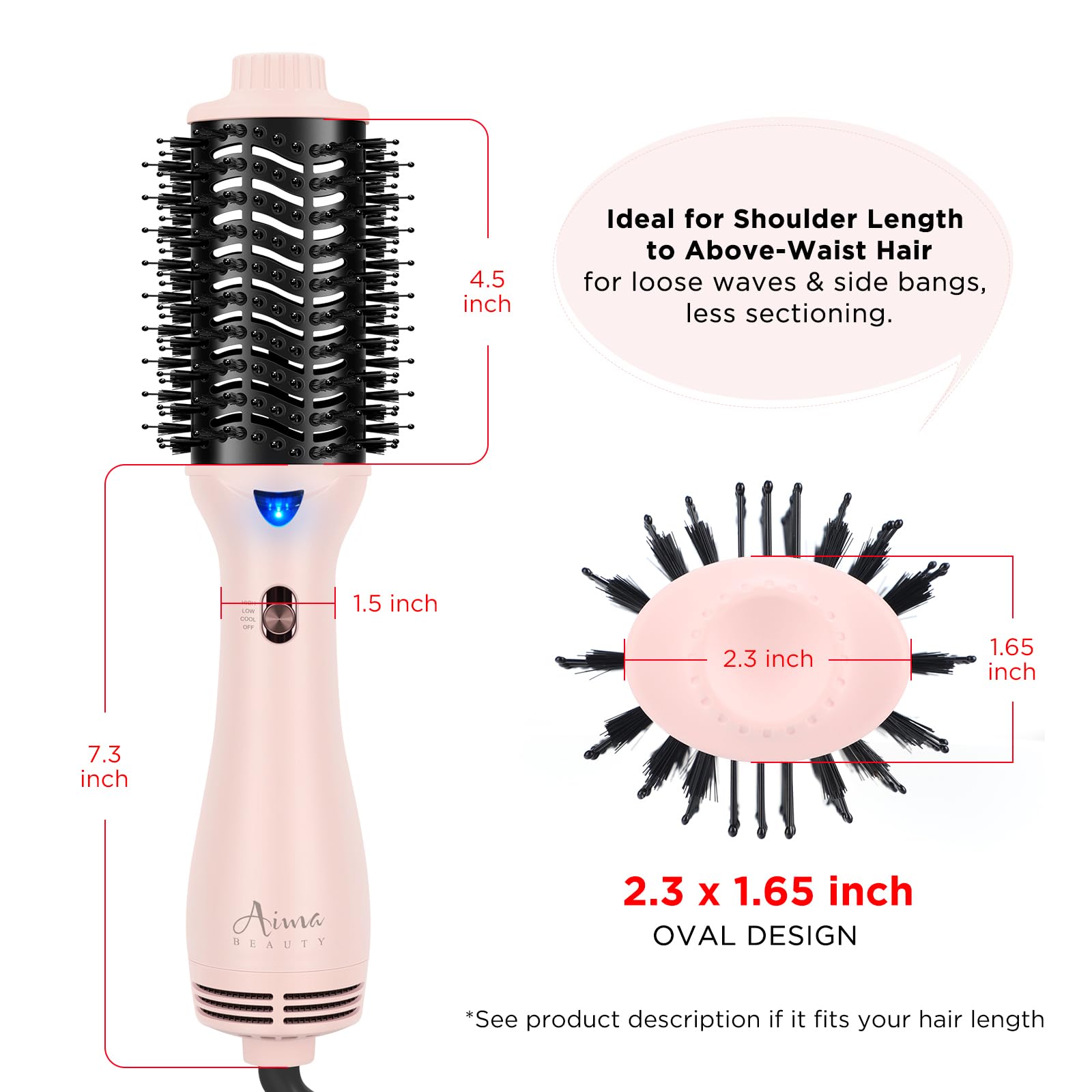 Aima Beauty One-Step Volumizer pink nozzle attachment for even drying