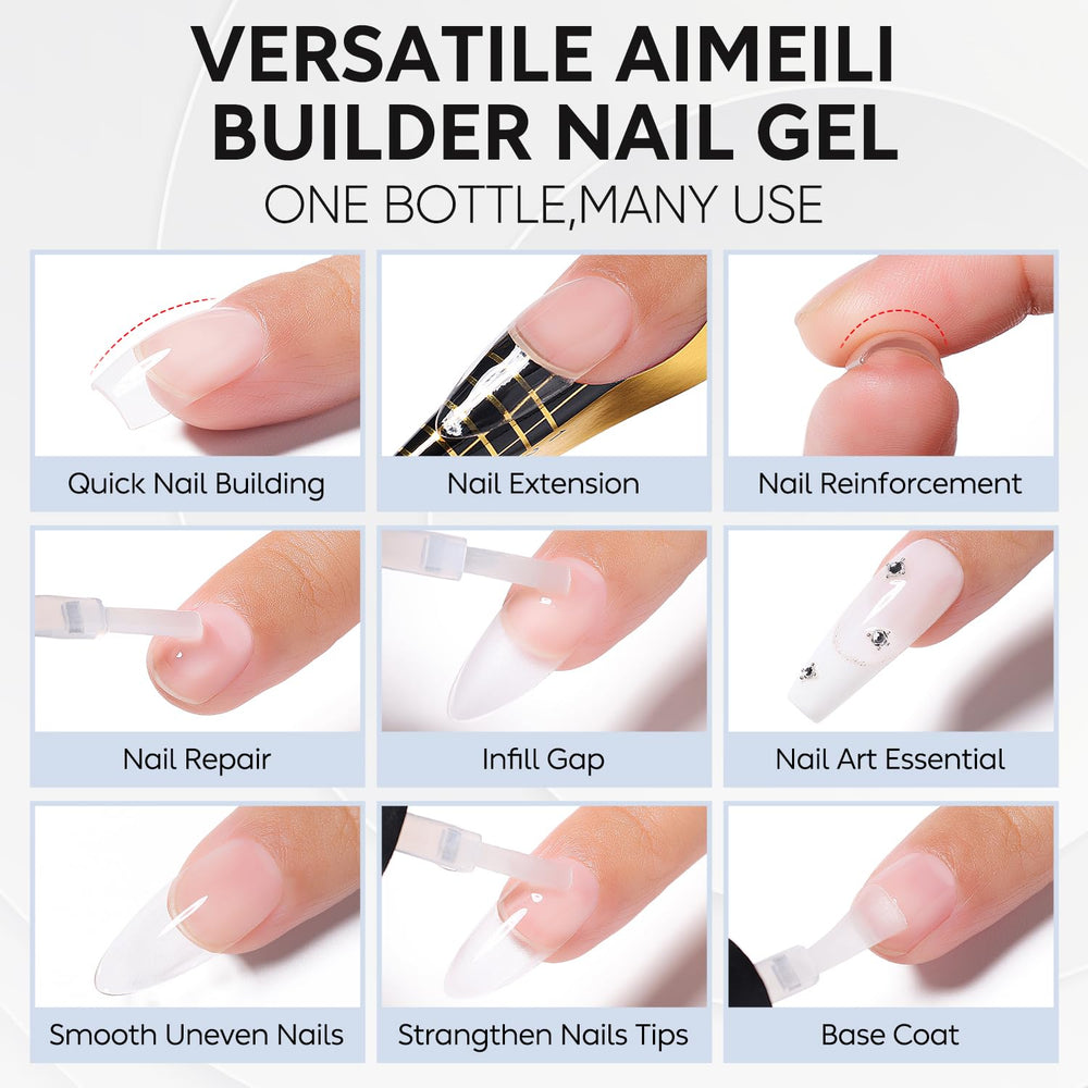 AIMEILI sheer gel swatch showing natural look and subtle tint.