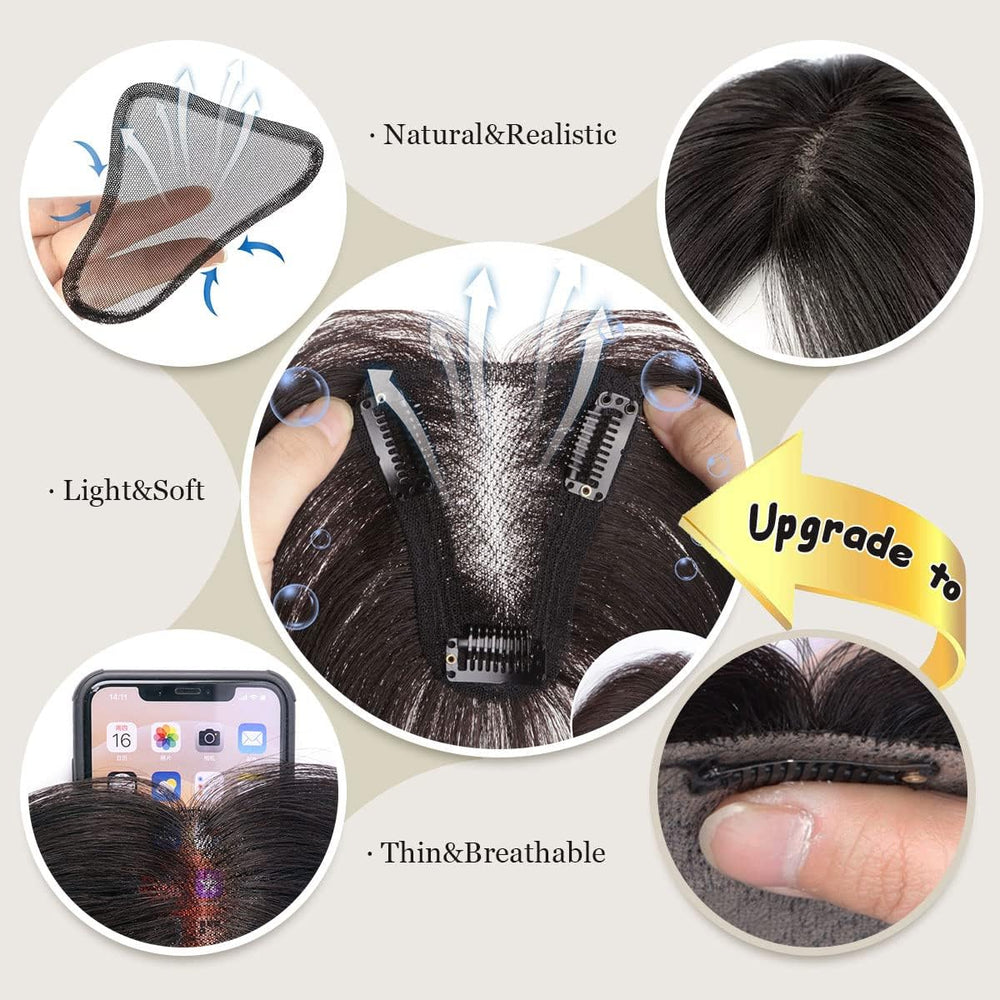 Aimeolyn Hair Toppers real-human-hair texture blends with your own hair.