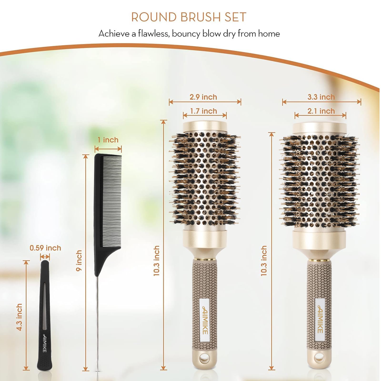 AIMIKE hairbrush set medium brush for versatile styling and added curl definition