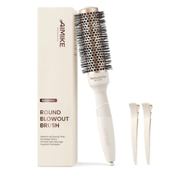 AIMIKE NaturaVol round brush with desert-titanium barrel for smooth blowouts and shine.