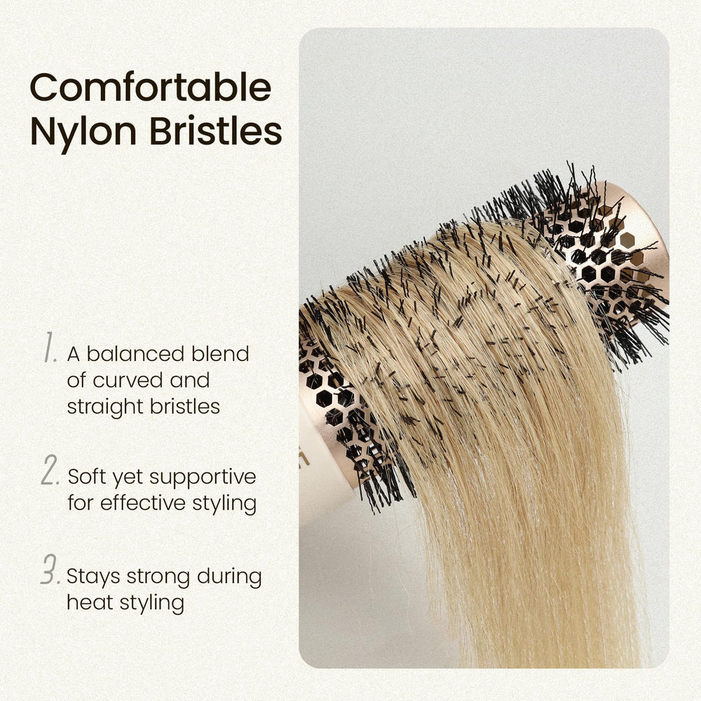 AIMIKE NaturaVol round brush venting design aids airflow and quick drying.