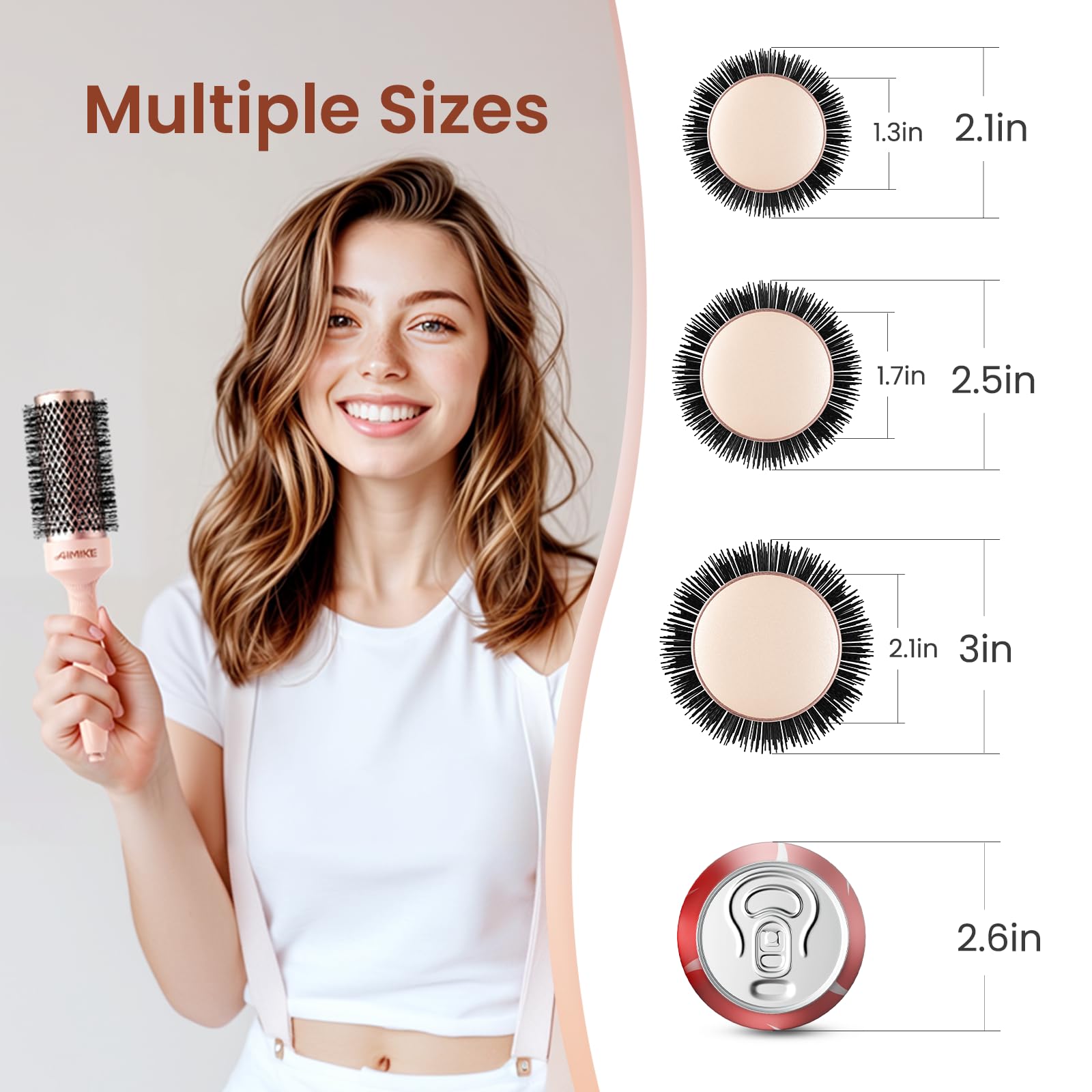 AIMIKE Rose Luxe Round Brush includes four clips for precise sectioning.
