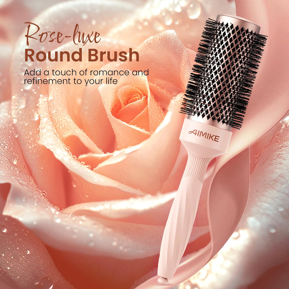 AIMIKE Rose Luxe round brush retractable pick for easy sectioning.