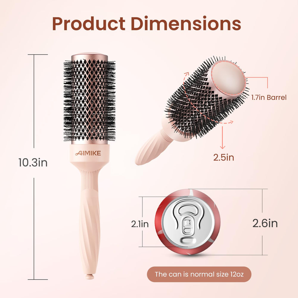 AIMIKE Rose Luxe round brush twisted bristles provide strong grip and snag-free styling.