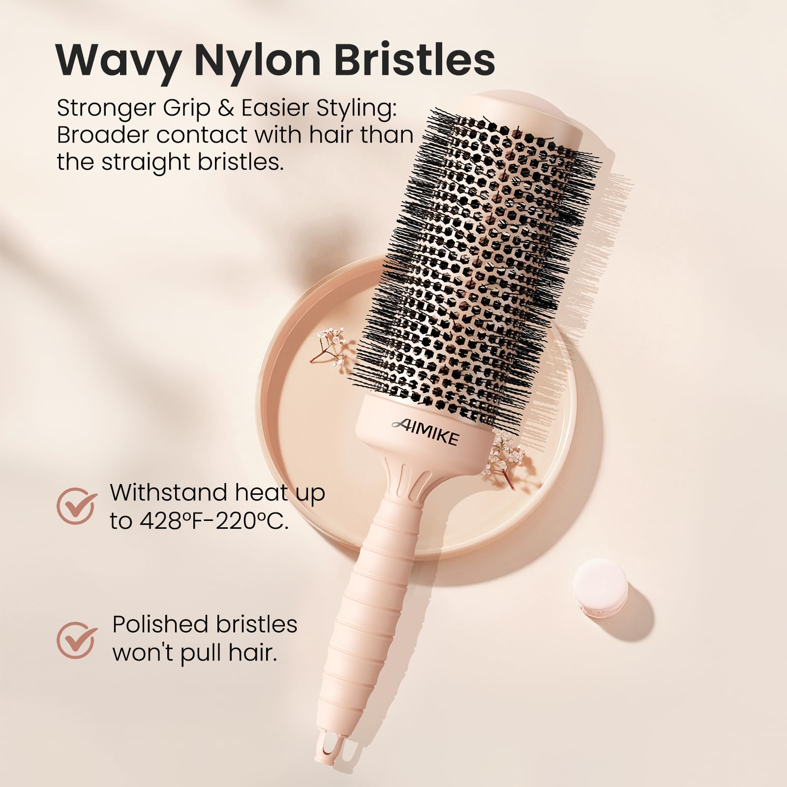 AIMIKE round brush built-in section pin aids precise hair sectioning while drying