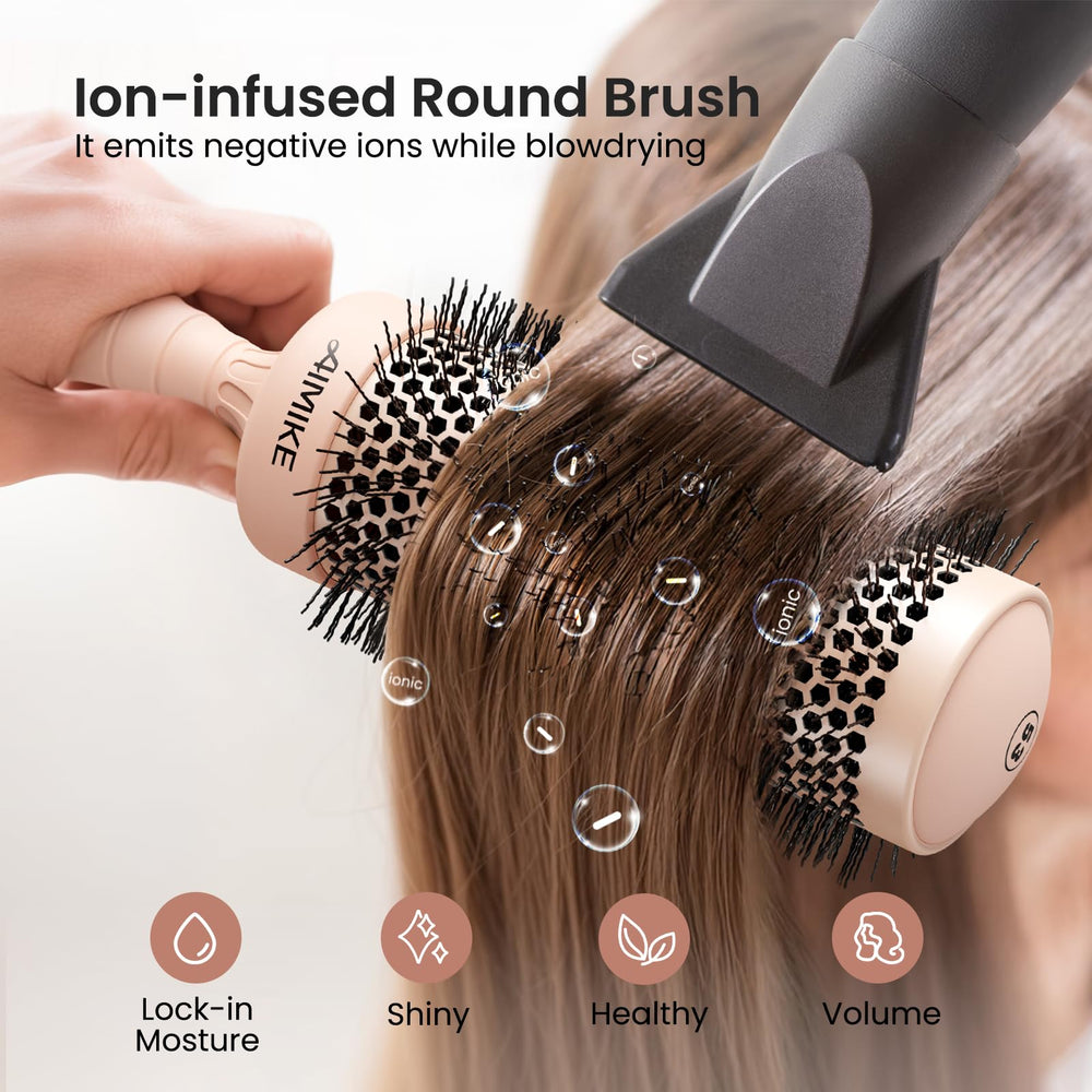 AIMIKE round brush heat-resistant bristles maintain performance under high heat