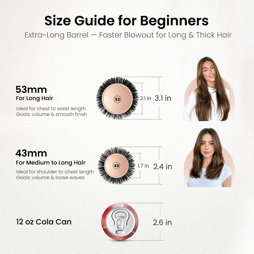 AIMIKE round brush longer barrel covers larger sections for faster salon-like blowouts