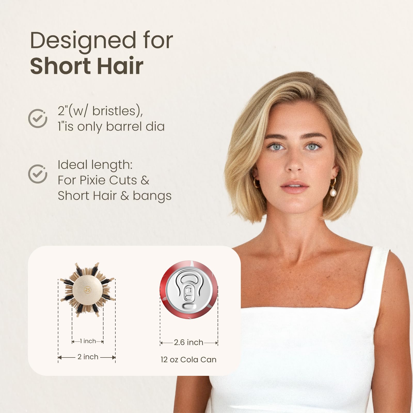AIMIKE round hair brush nano-ceramic ionic technology seals cuticles for shine.