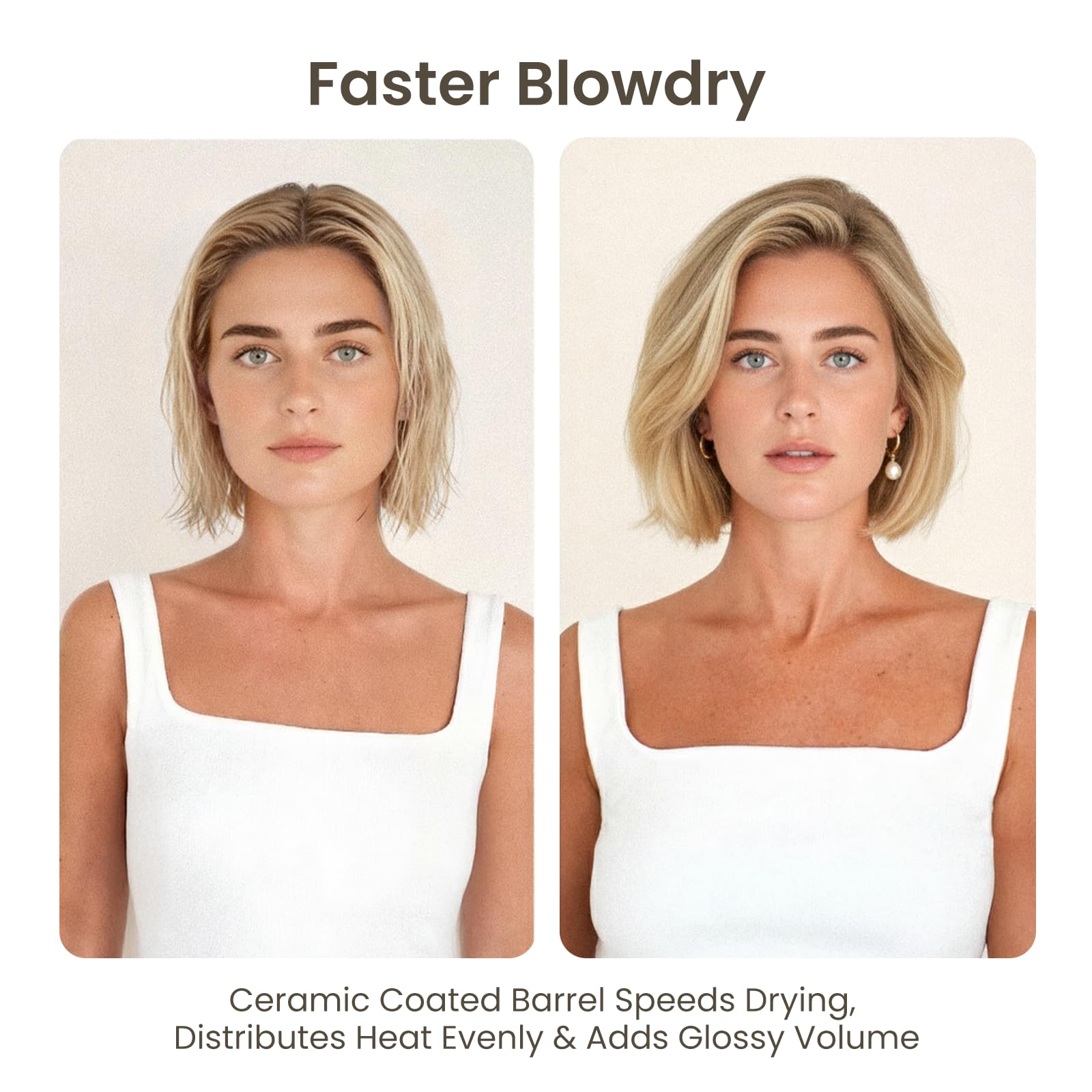 AIMIKE round hair brush in use on short hair delivering polished volume.
