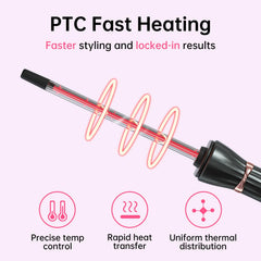 AIMSEE tiny wand with 9 temperature settings for customized styling options.