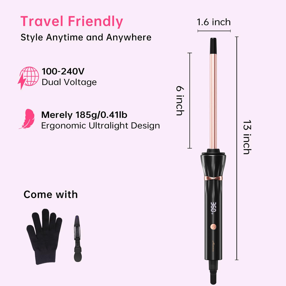 AIMSEE lightweight wand with a 2.5m cord for comfortable travel styling.