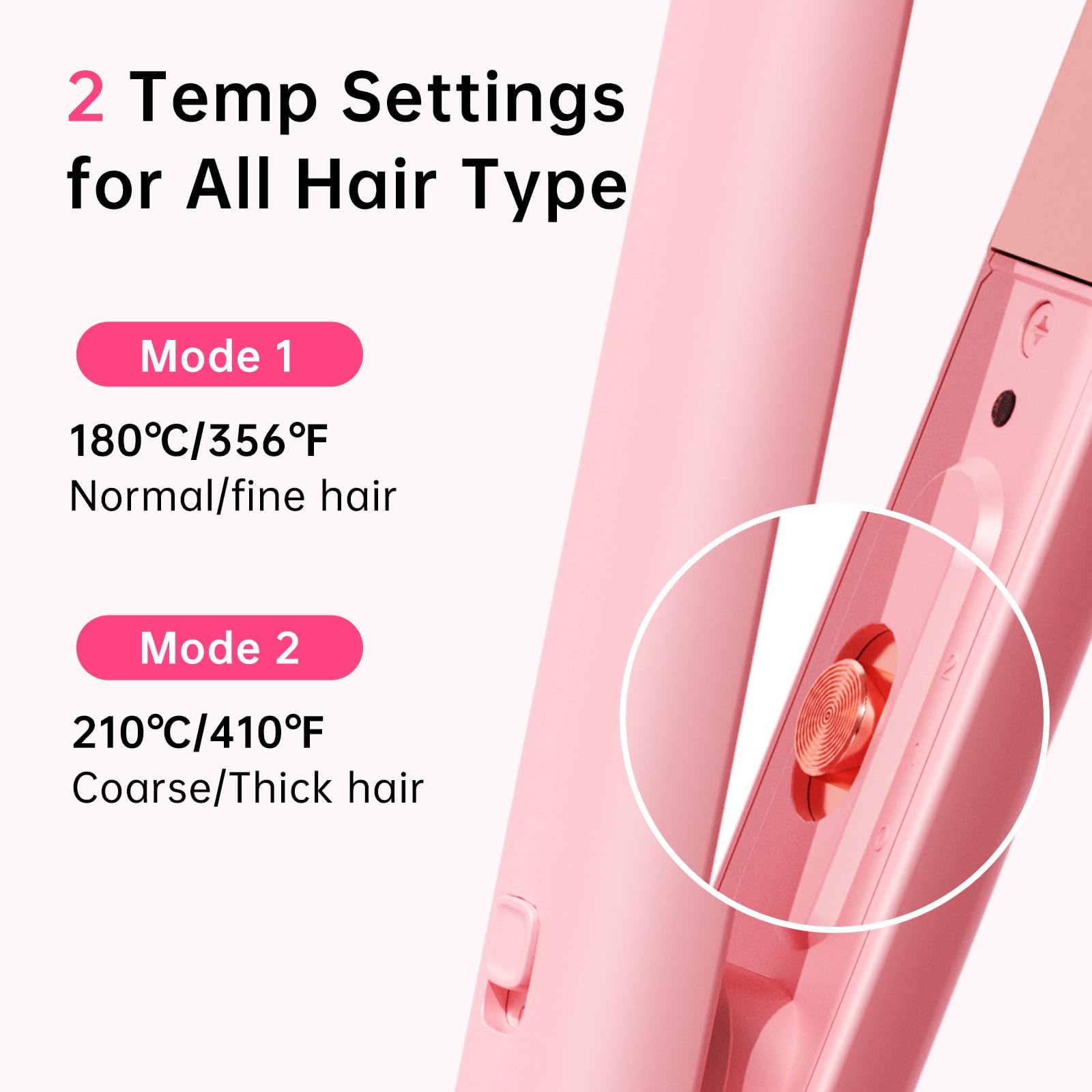 AIMSEE Mini Flat Iron one-inch plates and arc body for straight or curled looks.