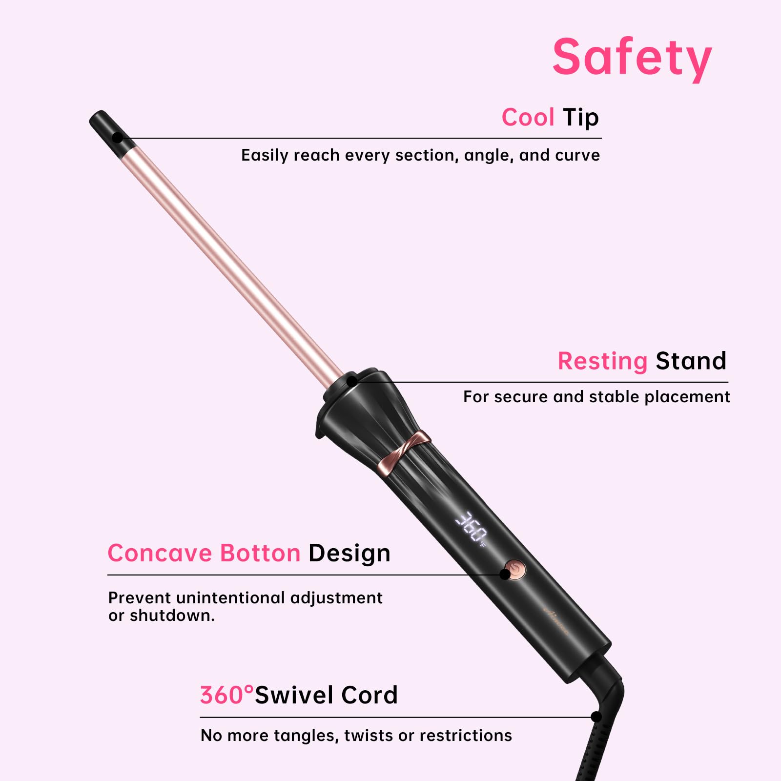 AIMSEE water-based ceramic barrel infused with argan oil for smooth shine.