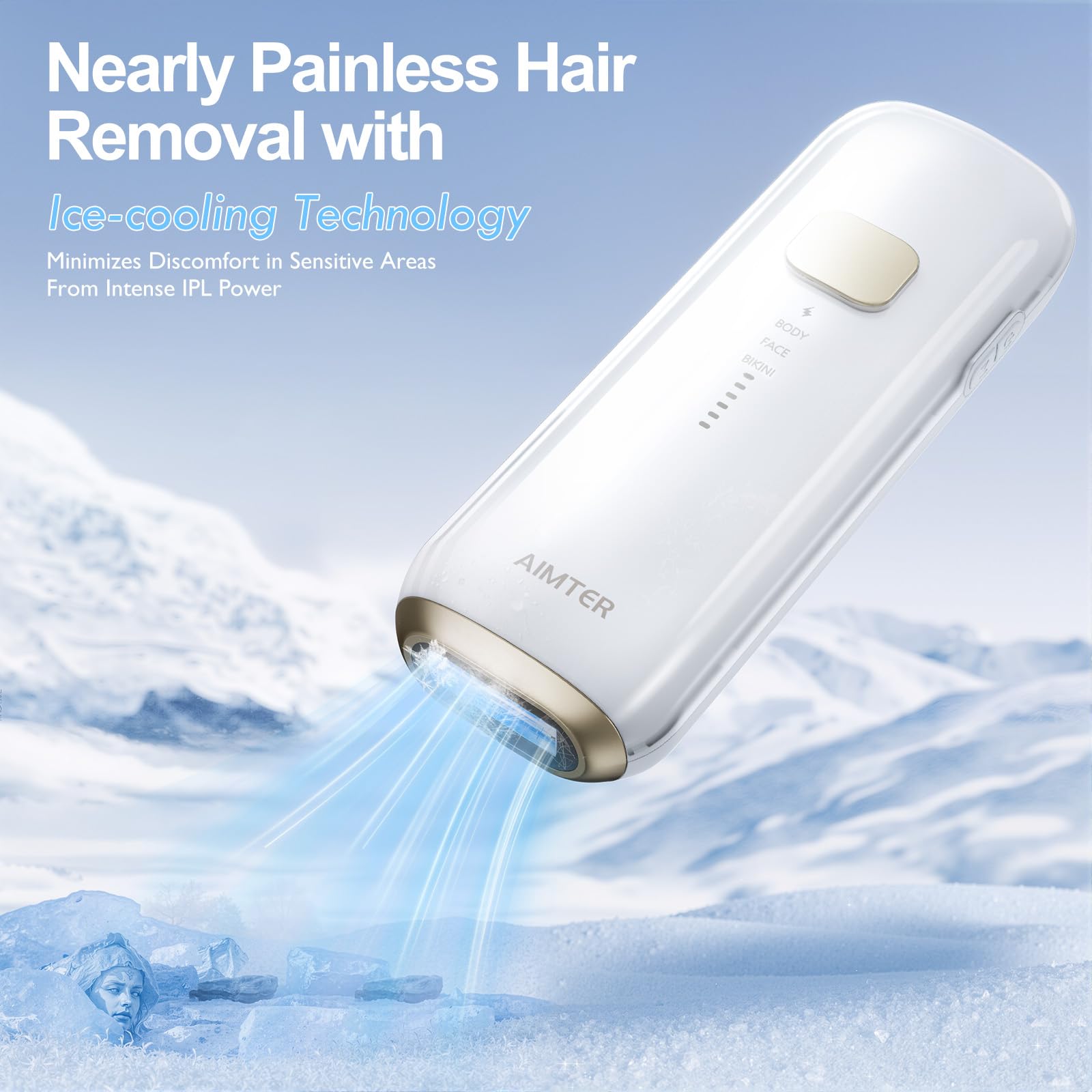 AIMTER device showing ice cooling outlet to minimize irritation during sessions