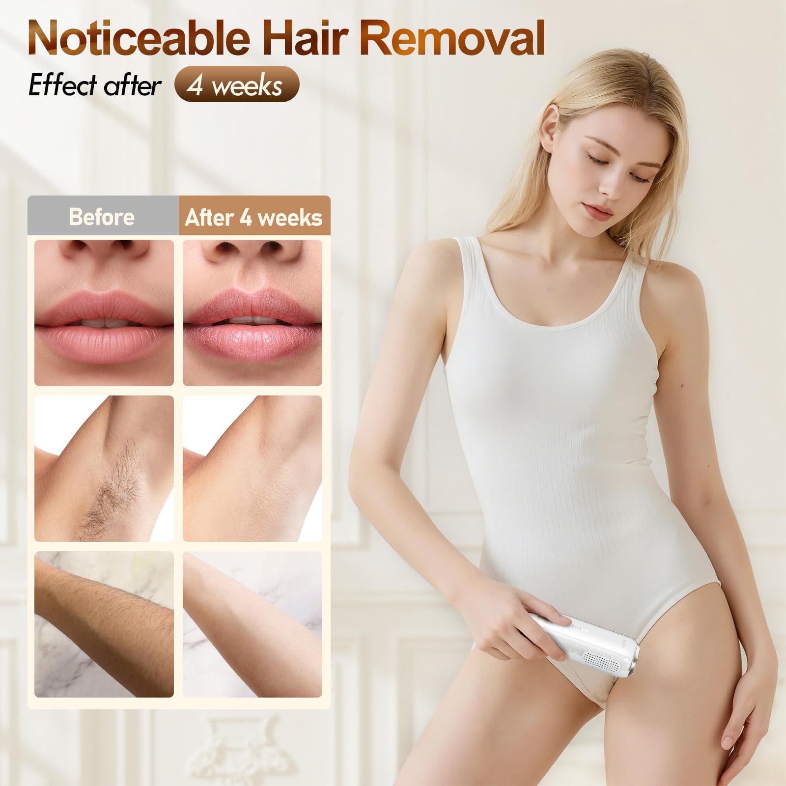 AIMTER device used on the leg for efficient hair removal