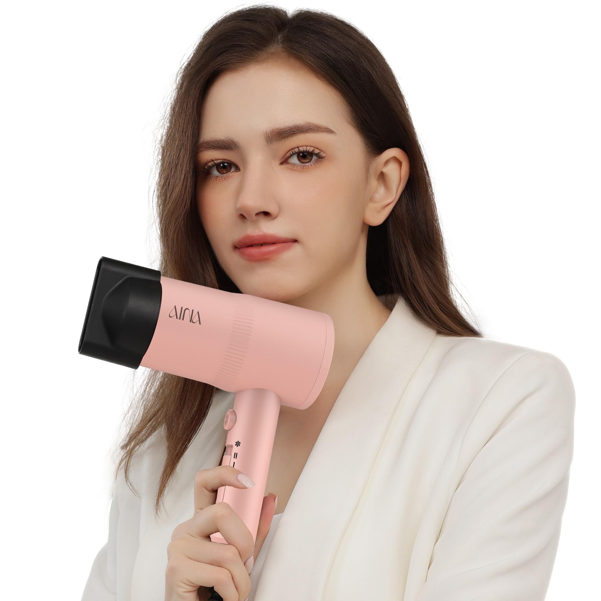 AINA hair dryer babe pink compact storage for easy packing