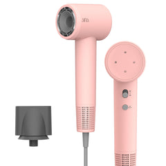 AINA hair dryer with brushless motor highlights powerful airflow for fast drying.