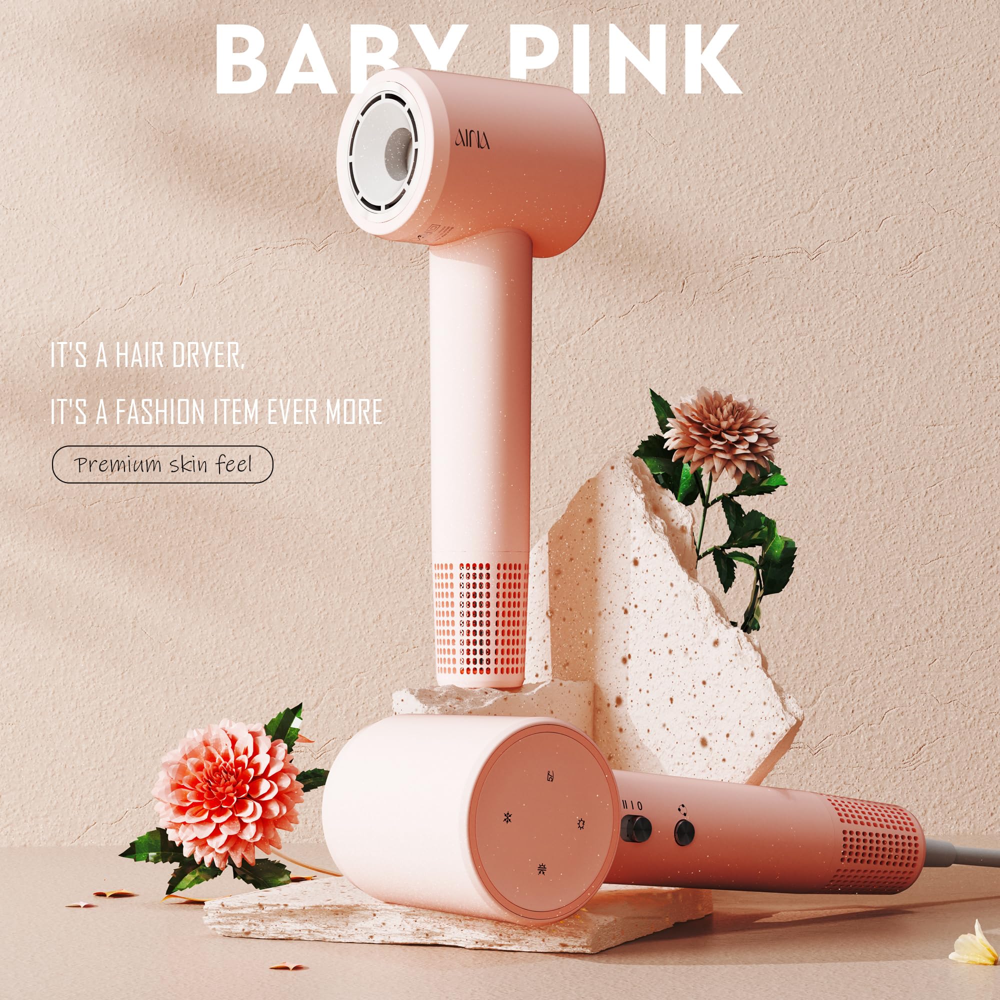 AINA hair dryer compact travel design for easy packing and use anywhere