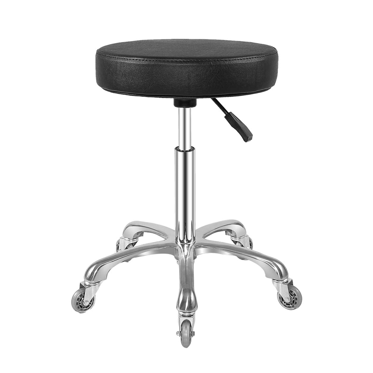 Ainilaily rolling stool seat close-up with leather for enduring daily comfort.
