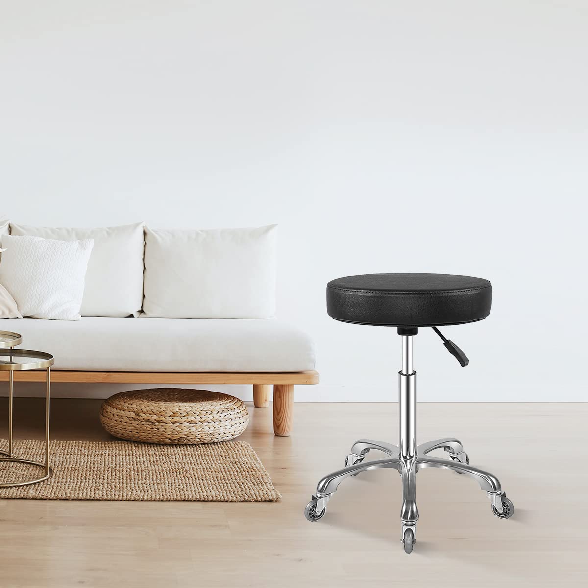 Ainilaily rolling stool seat with 14.2-inch diameter offers roomy comfort.