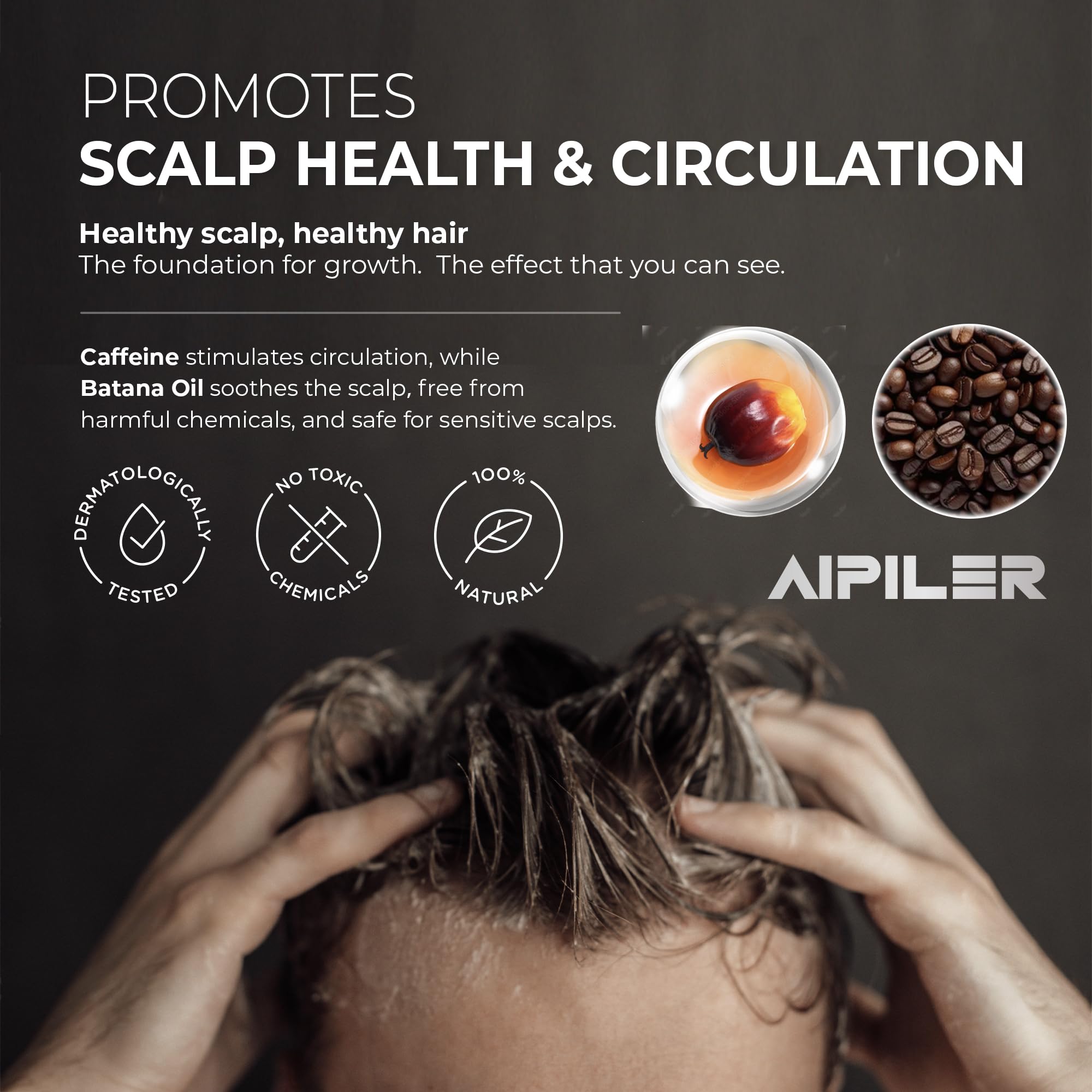 AIPILER Batana Oil on shiny, healthy-looking hair after application