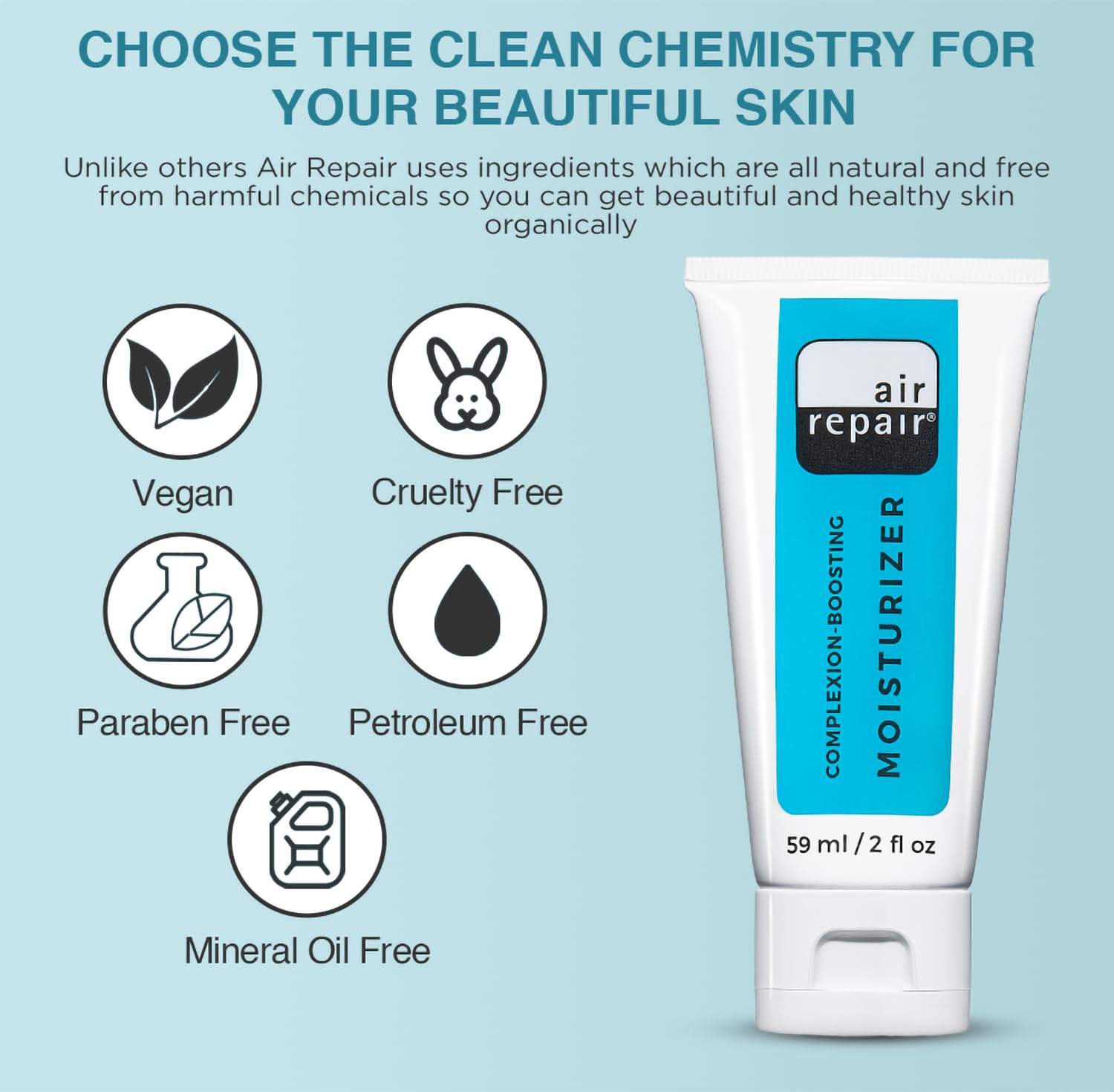 Air Repair Skincare Complexion Boosting Moisturizer hyaluronic acid drop highlights hydration.